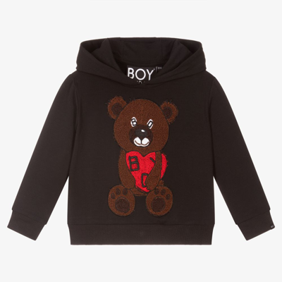 Boy London Kids'  Black Cotton Teddy Logo Hoodie