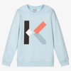 KENZO TEEN BOYS BLUE LOGO SWEATSHIRT