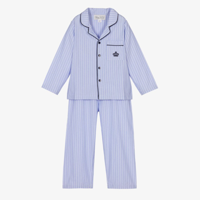 Beau Kid Boys Blue Stripe Cotton Pyjamas