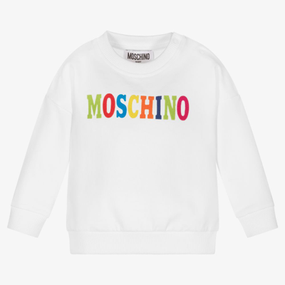 Moschino Baby White Logo Baby Sweatshirt