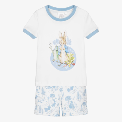 Peter Rabbit By Childrensalon White & Blue Cotton Short Pyjamas