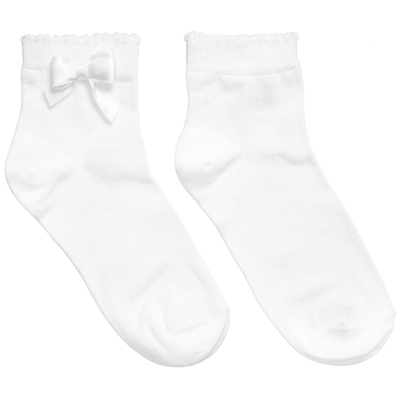 Story Loris Babies' Girls White Bow Cotton Socks