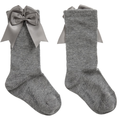 Carlomagno Kids' Girls Grey Cotton Socks