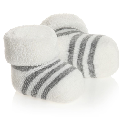 Falke Grey Cotton Baby Socks In Ivory