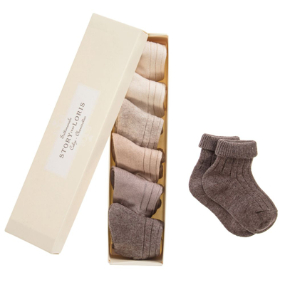 Story Loris Beige Knitted Baby Socks (7 Pack)
