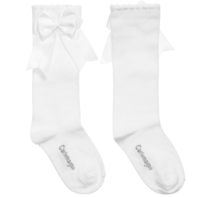 Carlomagno Kids' Girls White Cotton Socks