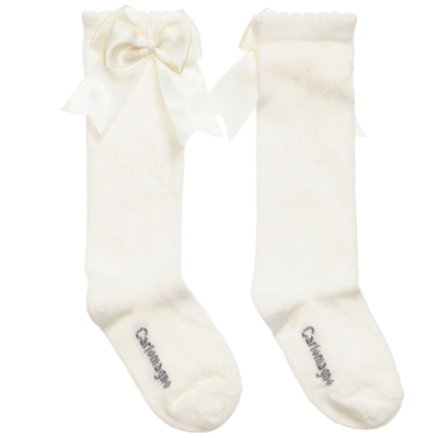 Carlomagno Kids' Girls Ivory Cotton Socks