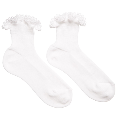 Story Loris Babies' Girls White Lace Cotton Socks