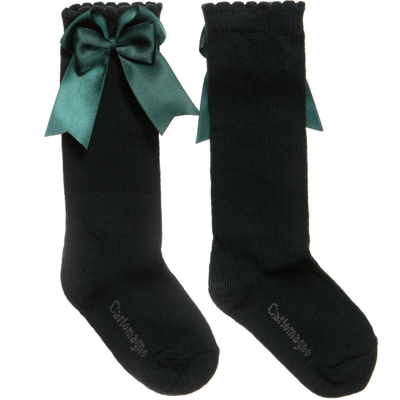 Carlomagno Kids' Girls Dark Green Cotton Socks