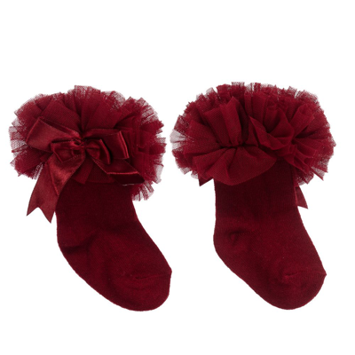 Beau Kid Girls Red Cotton Ruffle Socks