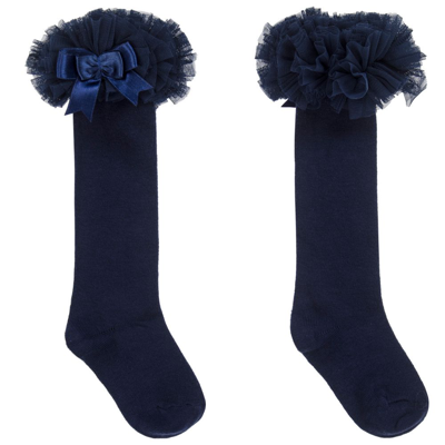 Beau Kid Girls Blue Cotton Frill Socks