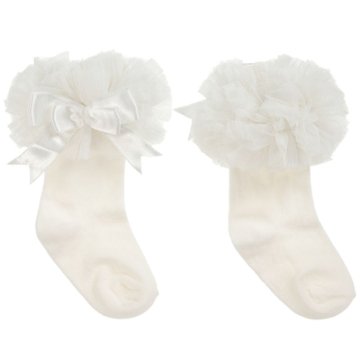 Beau Kid Girls Ivory Cotton Frill Socks