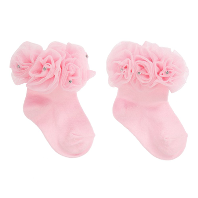 Beau Kid Girls Frilly Pink Cotton Socks