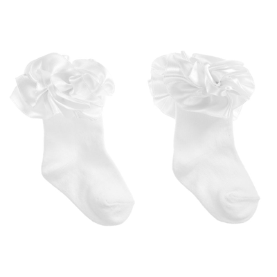 Caramelo Kids' Girls White Cotton Socks