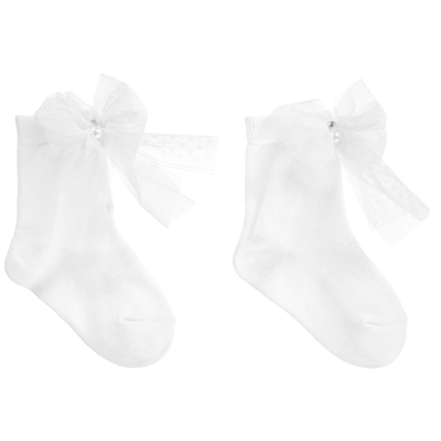 Beau Kid Baby Girls White Cotton Socks
