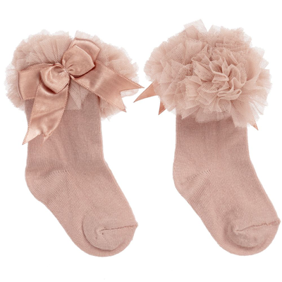 Beau Kid Girls Dusky Pink Frilly Cotton Socks