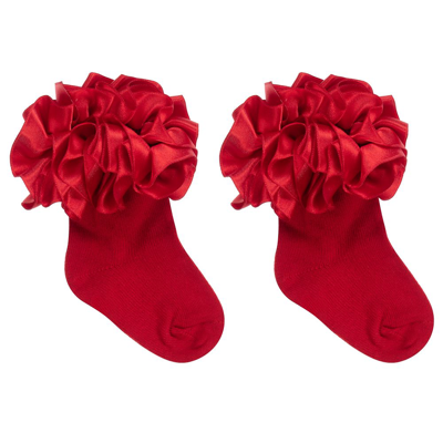 Caramelo Kids' Girls Red Cotton Socks