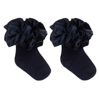 Caramelo Babies' Girls Navy Blue Cotton Socks