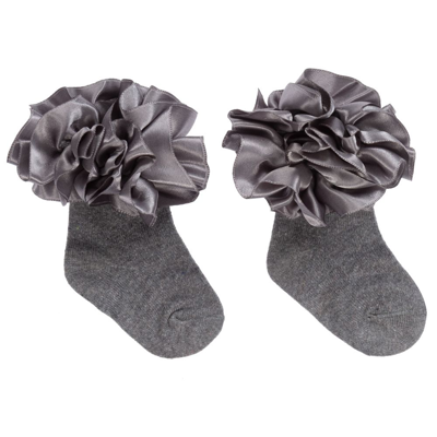 Caramelo Kids' Girls Grey Cotton Socks