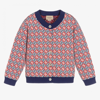 GUCCI GIRLS BLUE & RED RHOMBUS CARDIGAN