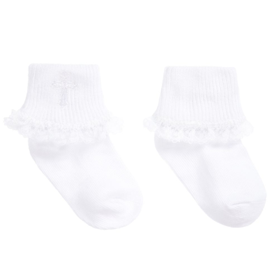 Country Babies' Girls White Christening Ankle Socks