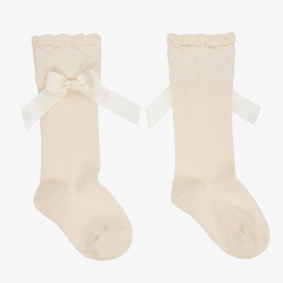 Naturapura Babies' Girls Ivory Organic Cotton Bow Socks