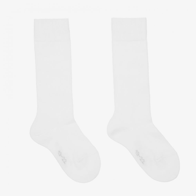 Falke White Cotton Long Socks
