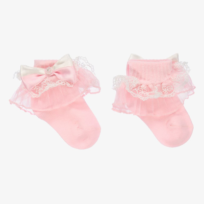 Beau Kid Babies'  Girls Pink Cotton Socks With Lace
