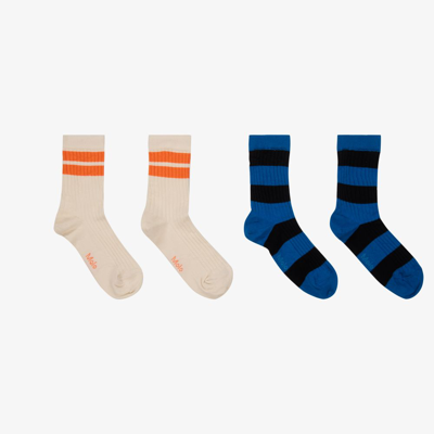 Molo Babies' Boys Blue & Ivory Socks (2 Pack)