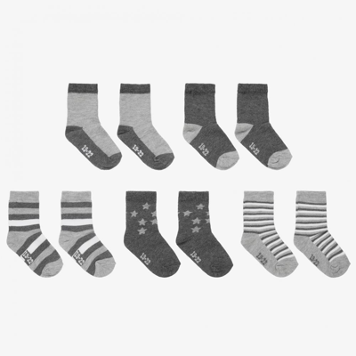 Minymo Kids' Boys Grey & White Socks (5 Pack)