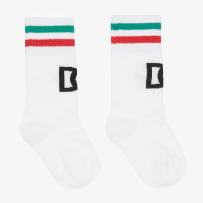 Dolce & Gabbana Babies' Boys Ivory Cotton Logo Socks