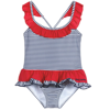 MITTY JAMES GIRLS BLUE & WHITE STRIPED SWIMSUIT