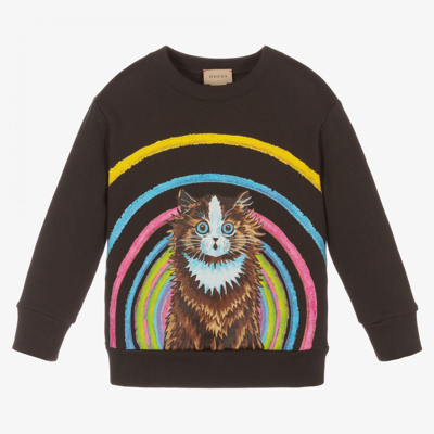Gucci Kids' Girls Grey Cat Sweatshirt