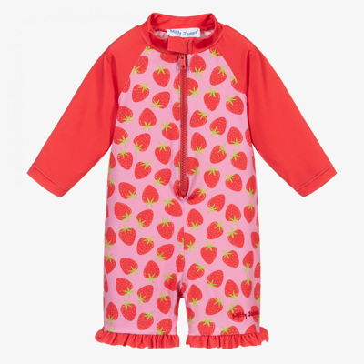 Mitty James Kids' Girls Pink Strawberry Sun Suit (upf 50+)