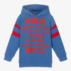 GUCCI BLUE & RED LOGO COTTON HOODIE