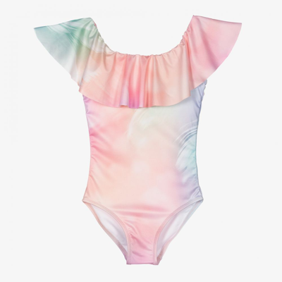 Stella Cove Babies' Girls Tie Dye Feathers Swimsuit In Pink