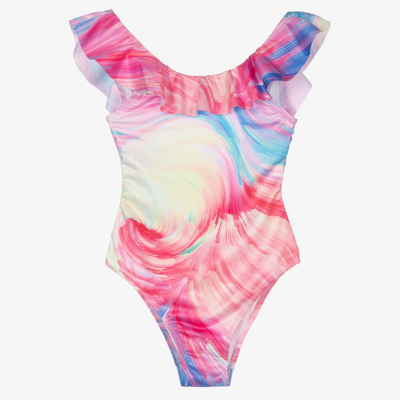 Stella Cove Babies' Girls Swoosh Tie Dye Swimsuit In Pink