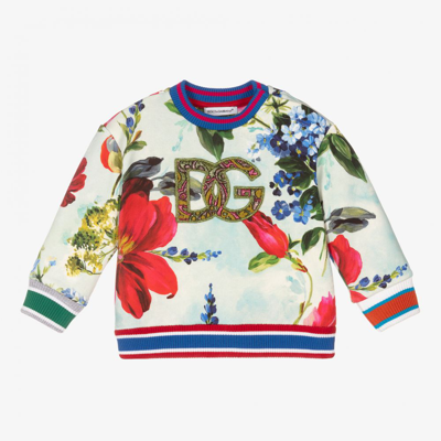 Dolce & Gabbana Babies' Jersey Sweatshirt With Garden Print In Gnawed Blue