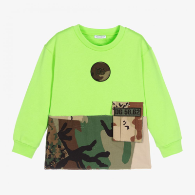 Dolce & Gabbana Babies' Boys Green Camouflage Sweatshirt