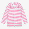 MITTY JAMES GIRLS PINK COTTON TOWELLING ZIP-UP HOODIE