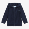 MITTY JAMES BLUE COTTON TOWELLING ZIP-UP HOODIE