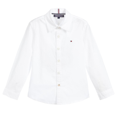 Tommy Hilfiger Kids' Boys White Cotton Poplin Shirt