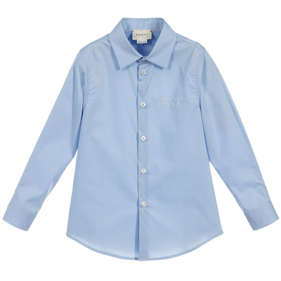 Gucci Babies' Boys Blue Cotton Logo Shirt