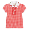 GUCCI GIRLS RED GINGHAM POLO SHIRT
