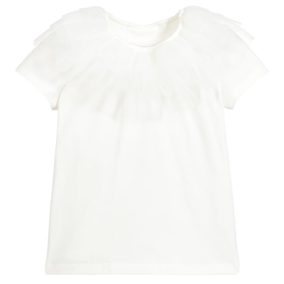 Childrensalon Occasions Kids' Girls White Tulle Collar T-shirt