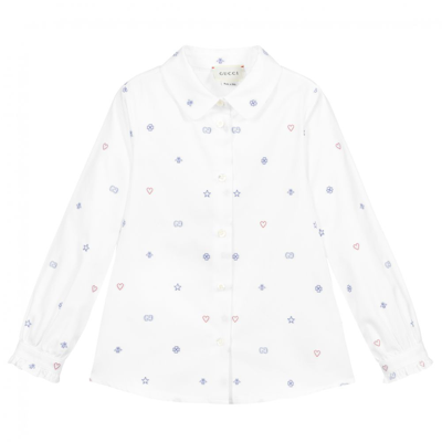 Gucci Babies' Girls White Oxford Cotton Logo Shirt