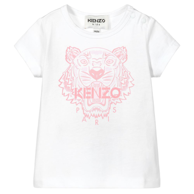 Kenzo Babies' Girls Organic Cotton Tiger T-shirt In White