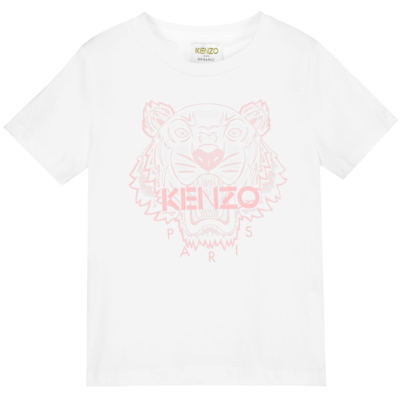 Kenzo Babies' Girls White Tiger T-shirt