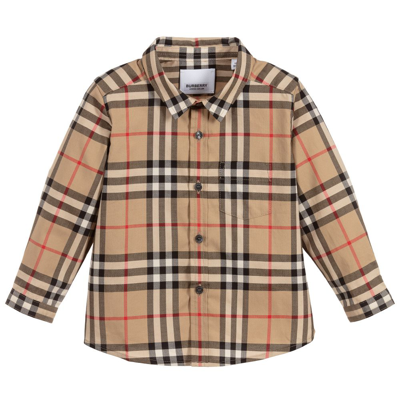 Burberry Beige Cotton Check Baby Shirt