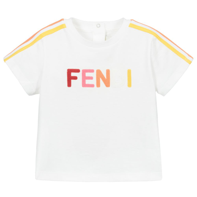 Fendi Baby Girls White Logo T-shirt